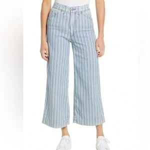 AG Adriano Goldschmied Rosie High Waist Crop Striped Wide Leg Jeans Size 24